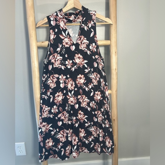 ✨Aeropostale Medium floral sleeves Midi Sundress keyhole mock neck - Picture 5 of 9